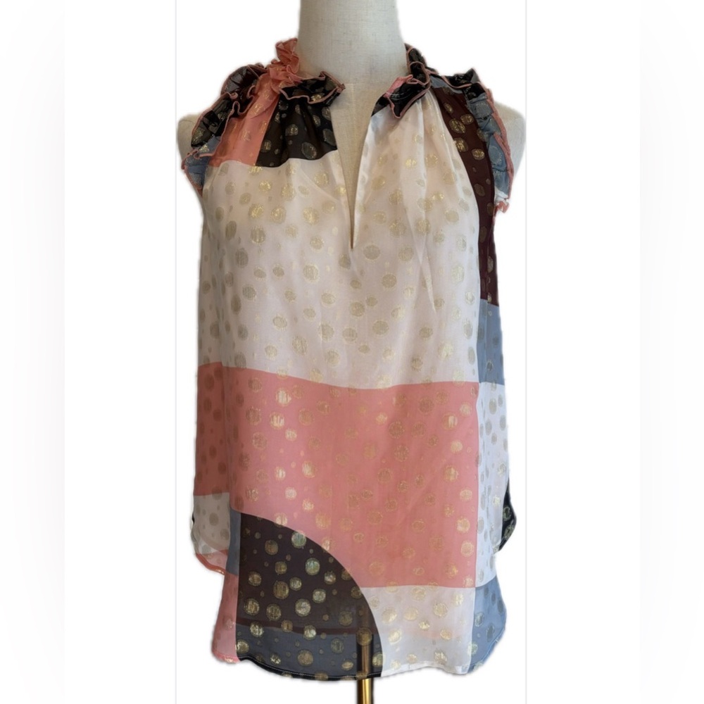 MAEVE by Anthro  Sleeveless Patchwork Print Loose Fitting Blouse 2